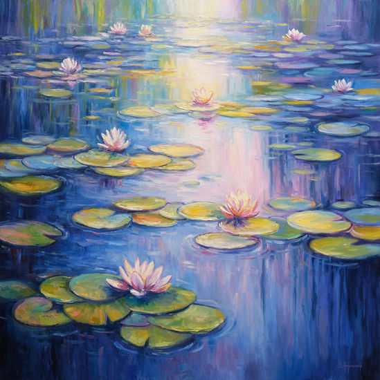 Morning on the Pond with Water Lilies Óleo Lienzo Paisaje