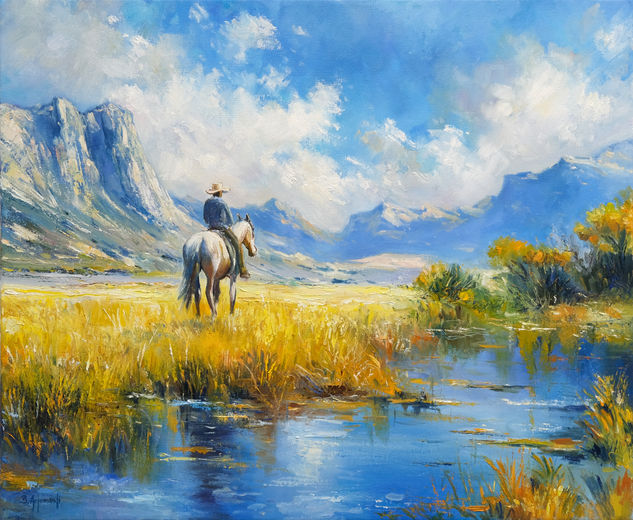 Towards the Mountains Oil Canvas Landscaping