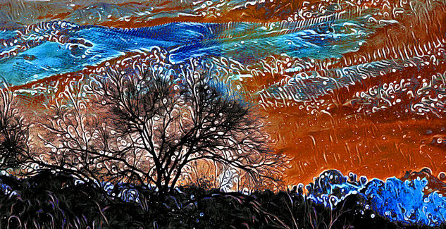 Paisaje en rojo y azul Conceptual/Abstract Color (Digital)