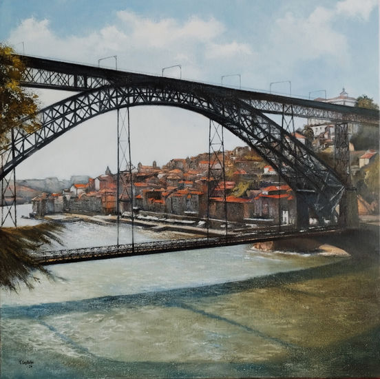 Puente Don Luis I- Oporto Óleo Lienzo Paisaje