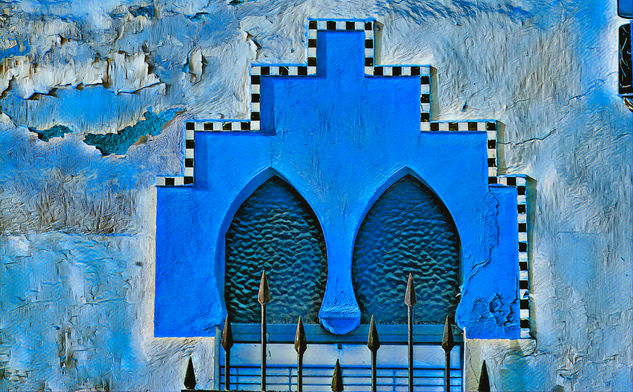 Ventana arabe en azul Arquitectura e interiorismo Color (Digital)