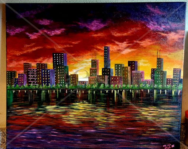 La Ciudad Acrylic Canvas Landscaping