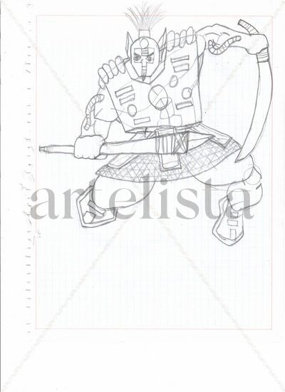 Personaje estilo americano line art boceto Lápiz