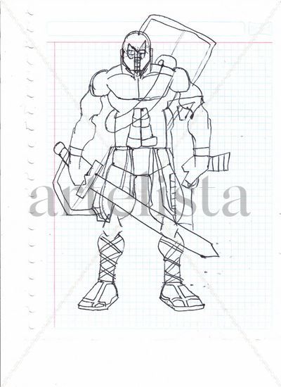 Personaje soldado romano viajero del tiempo Ink