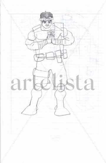 Personaje soldado ciencia ficción Pencil