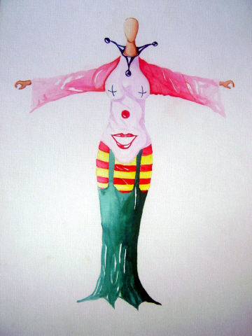 mujer payaso Acuarela Papel Figura