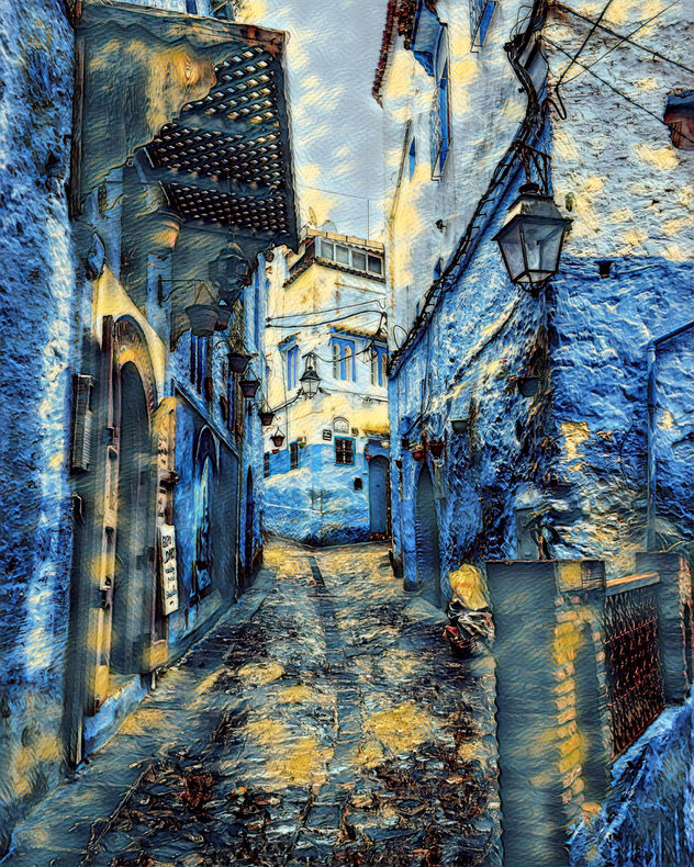 Calle vieja estilo Van Gogh