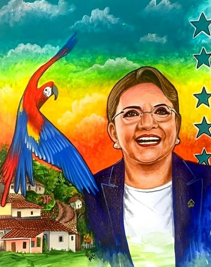 Xiomara Castro de Zelaya, Presidenta de Honduras Watercolour Card Portrait