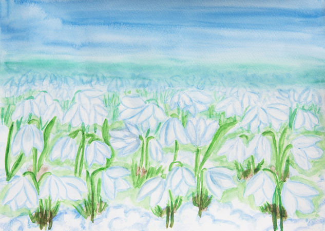 Snowdrops 3 Watercolour Paper Floral Painting