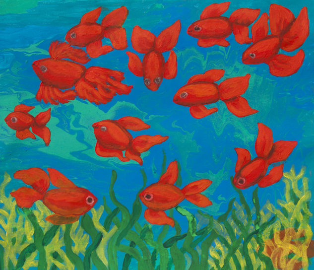 Red fishes Acrílico Lienzo Animales