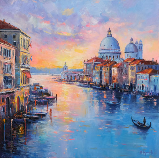 Venice Grand Canal at Sunset Oil Canvas Landscaping