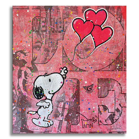 Make me happy Snoopy Acrylic Canvas Figure Painting