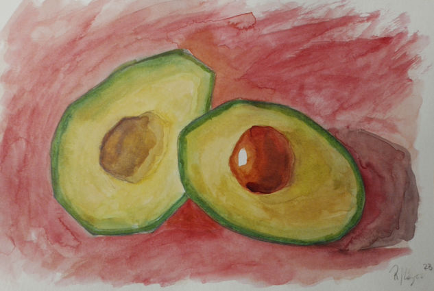 Naturaleza muerta con paltas Watercolour Paper Still Life Paintings