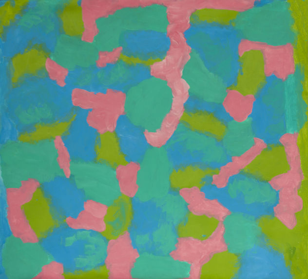 Spring abstract in pink, blue, turquoise and green