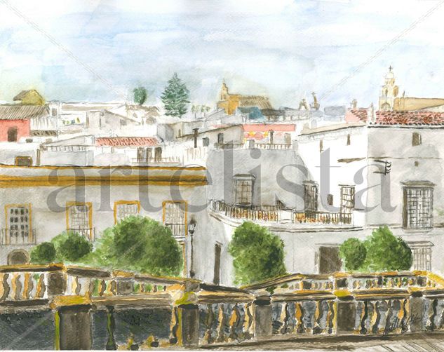 Vistas desde el reducto de la Catedral de Jerez Watercolour Paper Landscaping