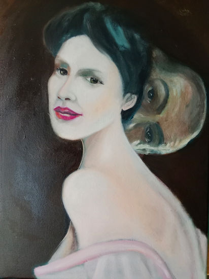 Oculto tras la belleza.. Oil Canvas Portrait