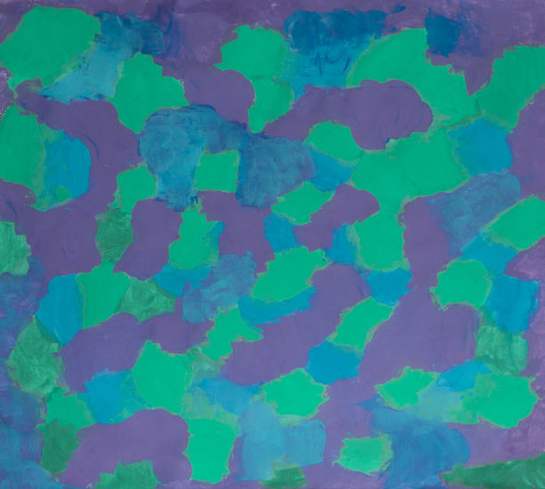 Spring abstract painting in blue, purple, turquoise and green colours Acrílico Lienzo Otros