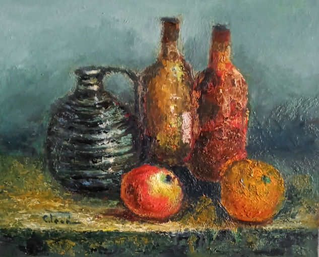 "Verde y rojo" Oil Canvas Still Life Paintings