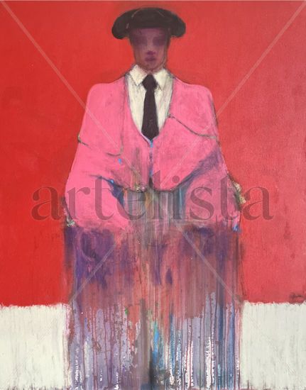 The Matador in pink and Red Acrylic Canvas Figure Painting