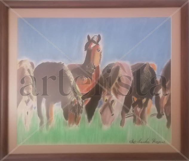 Familia de caballos Pastel Papel Animales