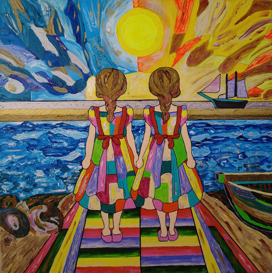 Twins 01. Acrylic Canvas Marine Painting