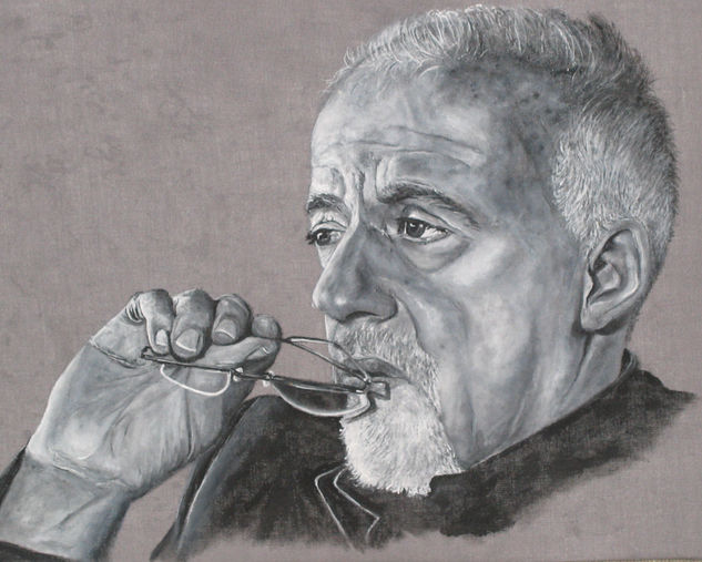 Paulo Coelho Acrylic Textile Portrait