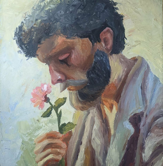 "La flor del desahogué" Oil Canvas Portrait