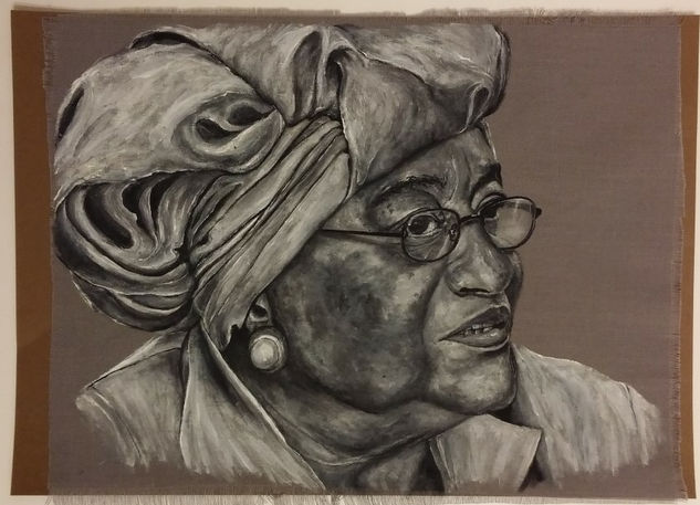 Ellen Johnson-Sirleaf Acrílico Tela Retrato