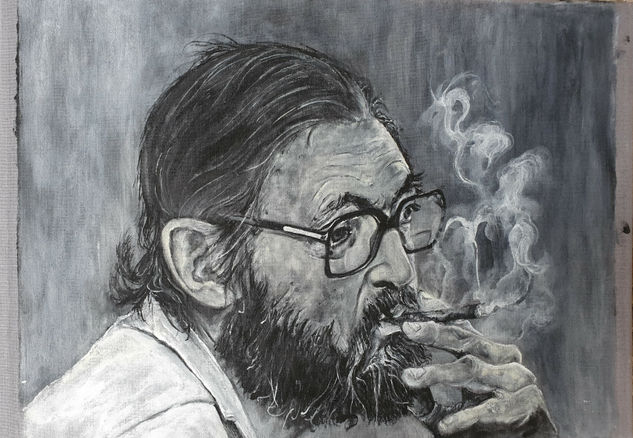 Julio Cortázar Acrílico Tela Retrato