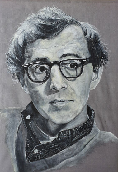 Woody Allen Acrílico Tela Retrato