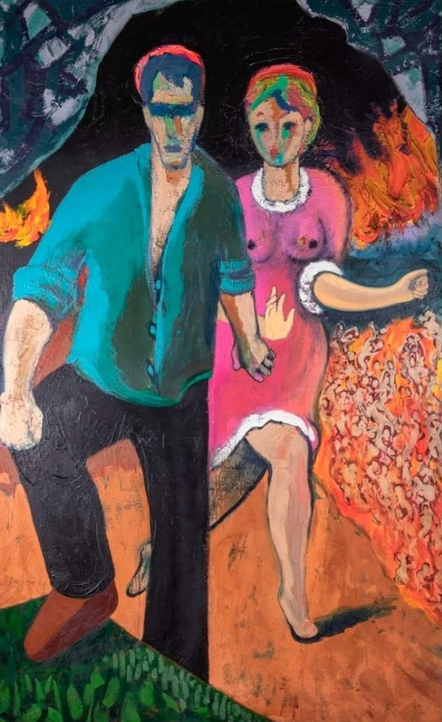 Orfeo y Eurídice escapando de los infiernos