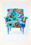 Silla floral azul