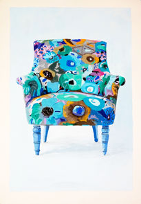 Silla floral azul