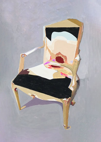 Silla dorada en abstracción Gouache Paper Others