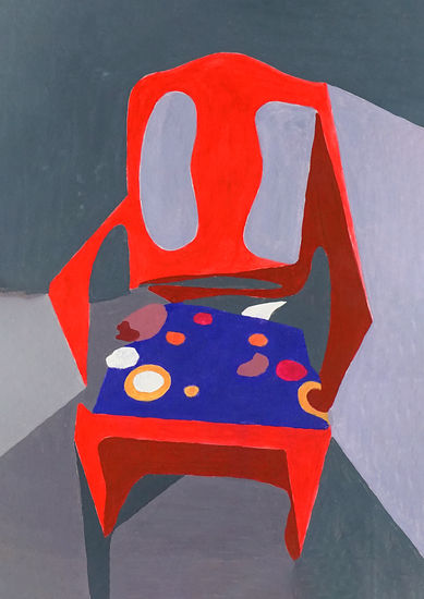Silla roja con asiento abstracto Gouache Papel Otros