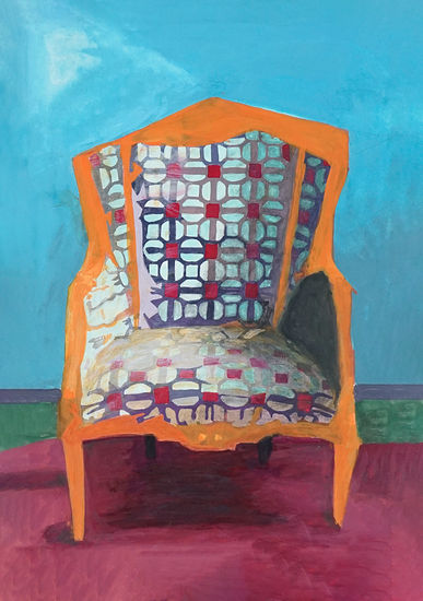 Silla geométrica en tonos vivos Gouache Papel Otros