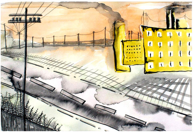 La industria sulle margini Watercolour Paper Landscaping