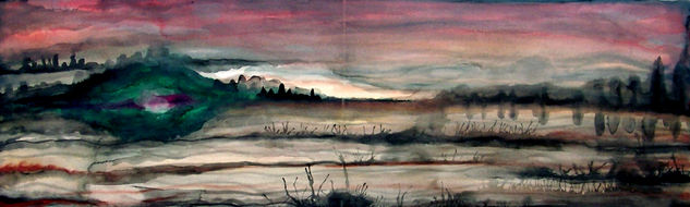 Tramonto su Sesto San Giovanni Watercolour Paper Landscaping