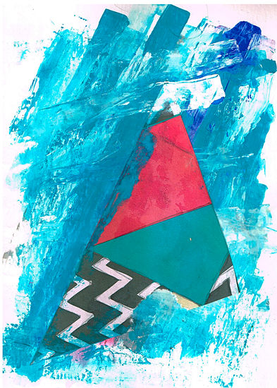 Composición abstracta en azul y rojo Gouache Paper Others