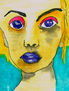 Retrato expresivo con labios violetas