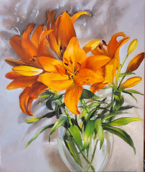 Lilies are here Óleo Lienzo Bodegones