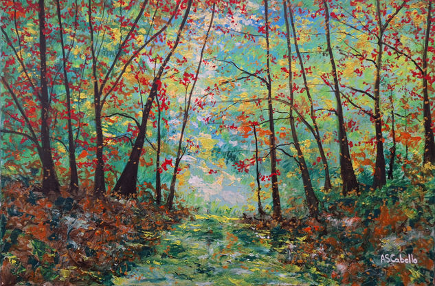 Amanecida en el bosque Oil Canvas Landscaping