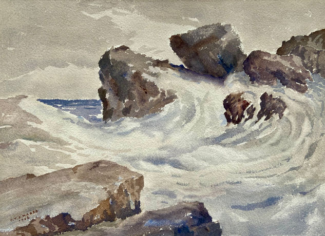 Mar revuelto II Watercolour Paper Marine Painting