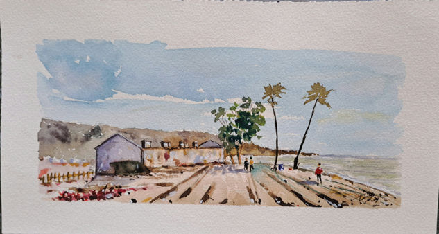 Cuartel de Carabineros Rivera de la Algaida Roquetas de Mar. Watercolour Paper Landscaping