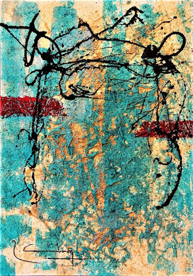 " Composición verde y ocre M35 " (2023): Mixed media Canvas Others