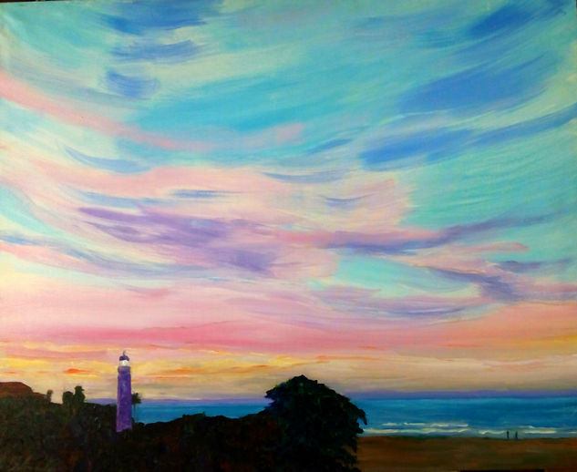 Amanecer en el faro. Oil Canvas Landscaping