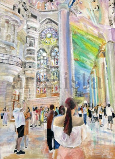 Sagrada Familia, Barcelona Oil Canvas Figure Painting