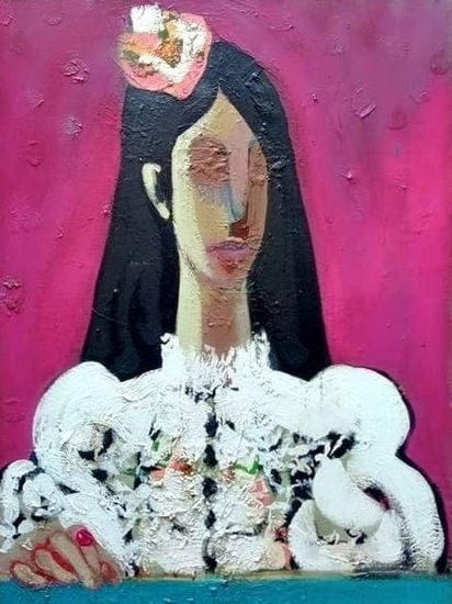 La Dama del lazo y el anillo Oil Canvas Figure Painting