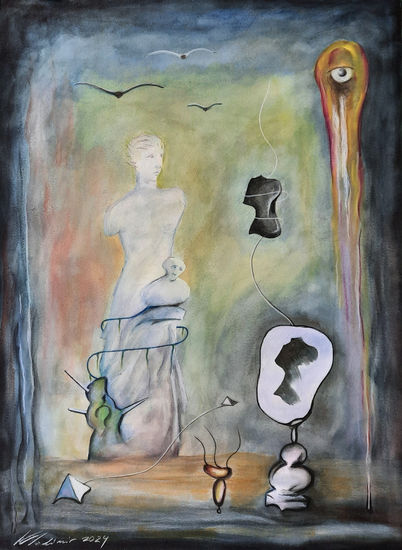 Venus de Milo is surprised and frustrated by discovering mimeomia in herself Watercolour Paper Nude Paintings