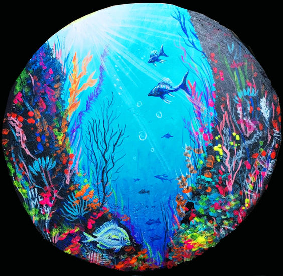 ACUARIO ROATAM, HONDURAS, RODAJA ARTISTICA Acrylic Panel Marine Painting